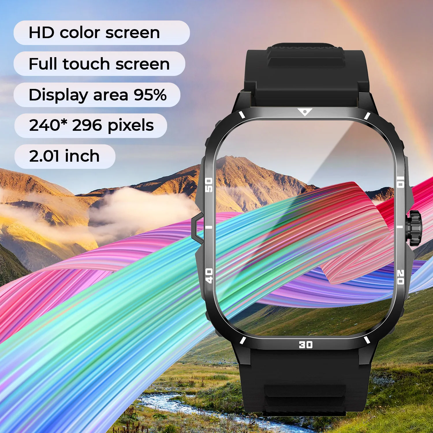 2025 NEW Military Smartwatch 2.01''HD Screen for Android/IOS Bluetooth Call Waterproof Outdoor Sports Fitness Smart Watch Men - AliExpress 44 - Image 2
