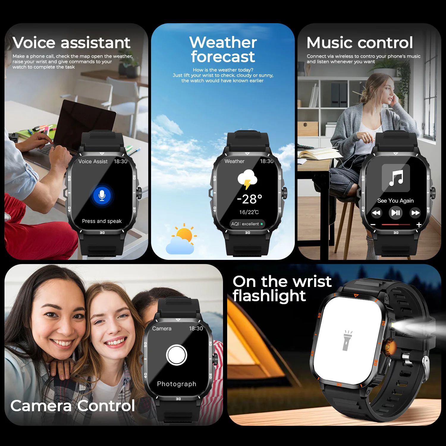 2025 NEW Military Smartwatch 2.01''HD Screen for Android/IOS Bluetooth Call Waterproof Outdoor Sports Fitness Smart Watch Men - AliExpress 44 - Image 3