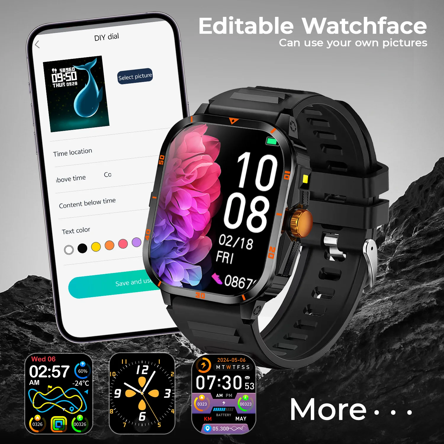 2025 NEW Military Smartwatch 2.01''HD Screen for Android/IOS Bluetooth Call Waterproof Outdoor Sports Fitness Smart Watch Men - AliExpress 44 - Image 5
